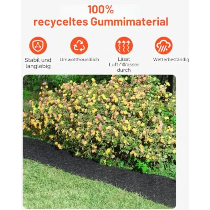 VEVOR Gummimulchrolle 18 mm, Gummimulchmatte 3 x 0,11 m, Schwarze Unkrautmatte für Pflanzen und Gemüse, wasserdurchlässig und langlebig – Bild 5