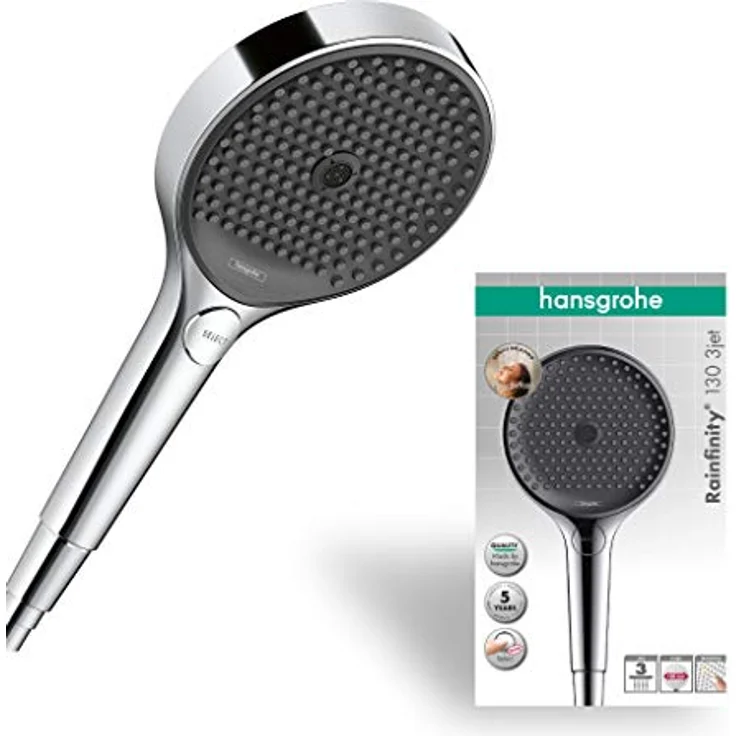 hansgrohe Duschkopf Rainfinity Regendusche (130mm, 3 Strahlarten) chrom – Bild 1