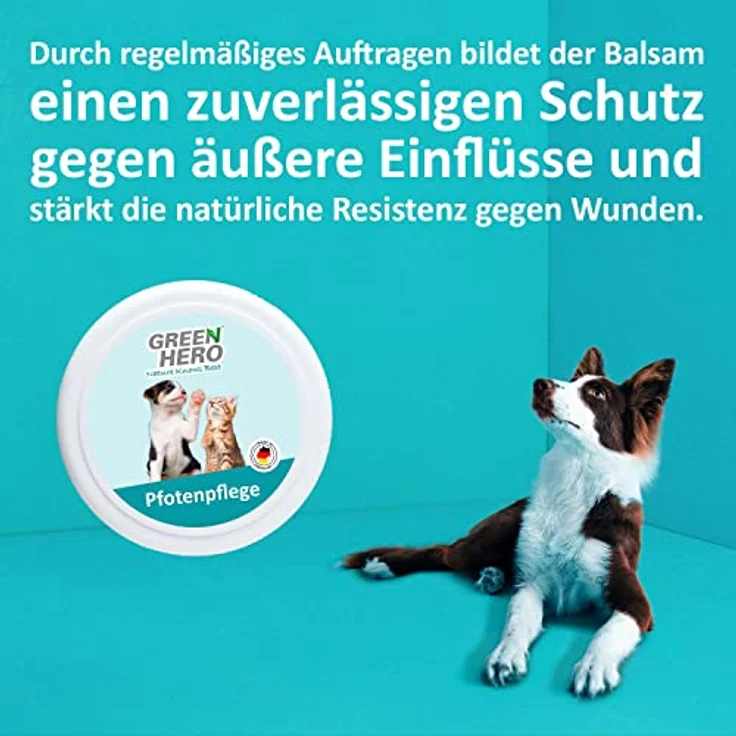 Green Hero Pfotenpflege für Hunde und Katze Pfotenbalsam mit Pfotenschutz in einem Produkt Pfotensalbe gegen Risse und Austrocknung mit Arnikaöl, Rapsöl, Lorbeerblatt öl 75 ml – Bild 4