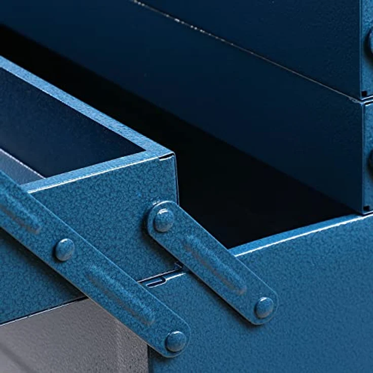 Deuba Werkzeugkoffer leer groß Stahl 5-teilig Werkzeugkasten Werkzeugbox Werkzeugkiste Werkzeug Montage Koffer blau 530x200x200mm – Bild 5