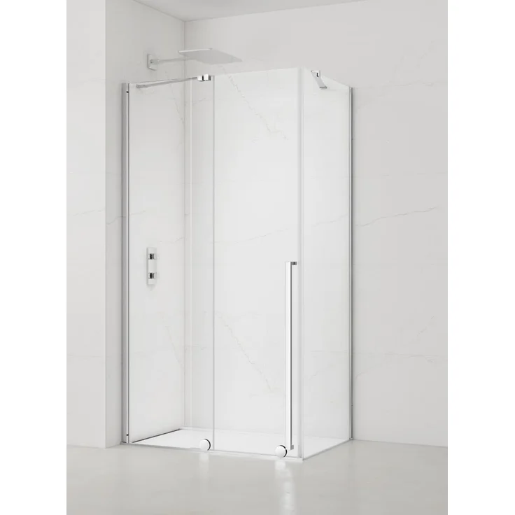 SIKO SAT Rechteckige Duschkabine 120 x 90 cm, EasyClean Klarglas 8mm mit Gleittür/Schiebetür, Chrom