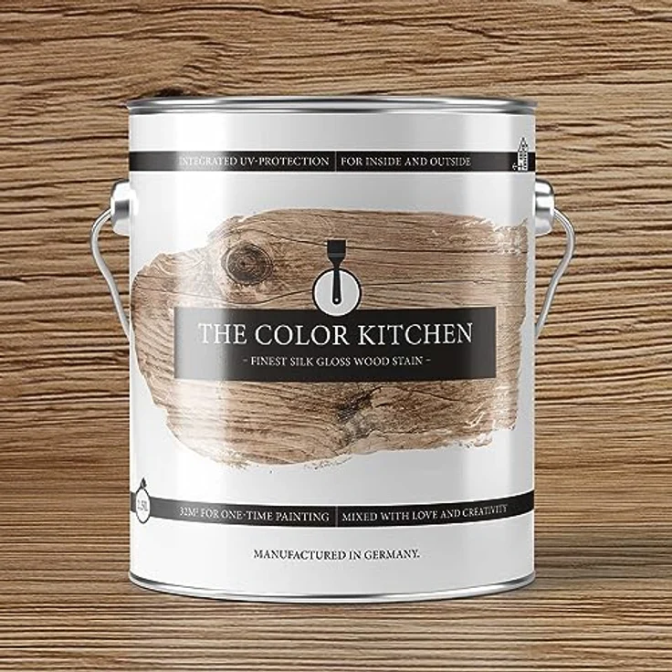 A.S. Création Holzschutzlasur Eiche seidenglänzend, wetterbeständige Holzlasur für Innen und Außen, 2,5 l - The Color Kitchen – Bild 7