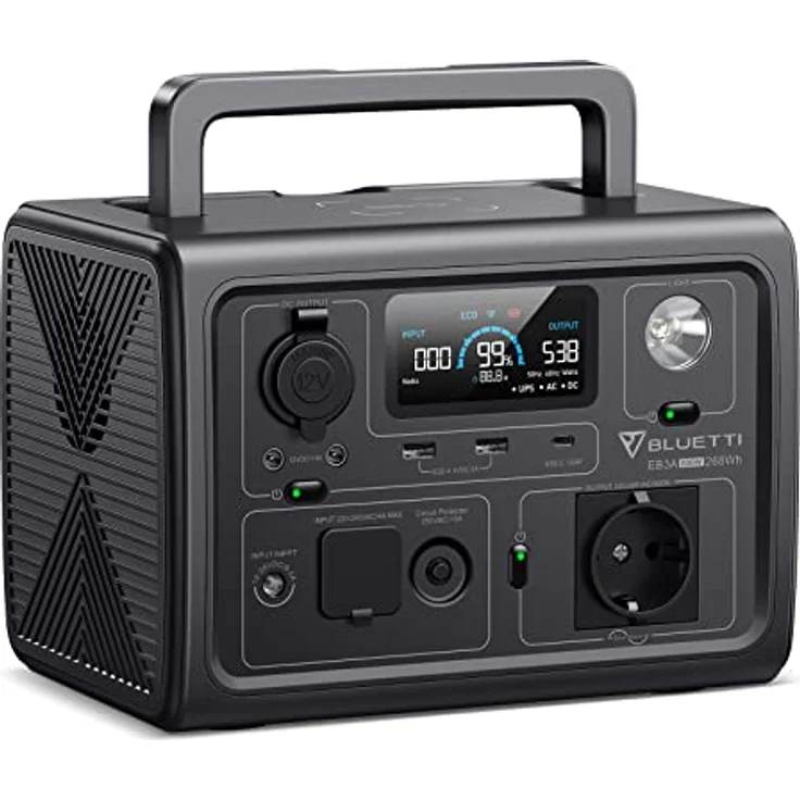 BLUETTI Tragbare Powerstation EB3A, 268Wh LiFePO4 Batterie Backup mit 600W (1200W Peak) AC Ausgängen, Solargenerator für Reise und Camping – Bild 1