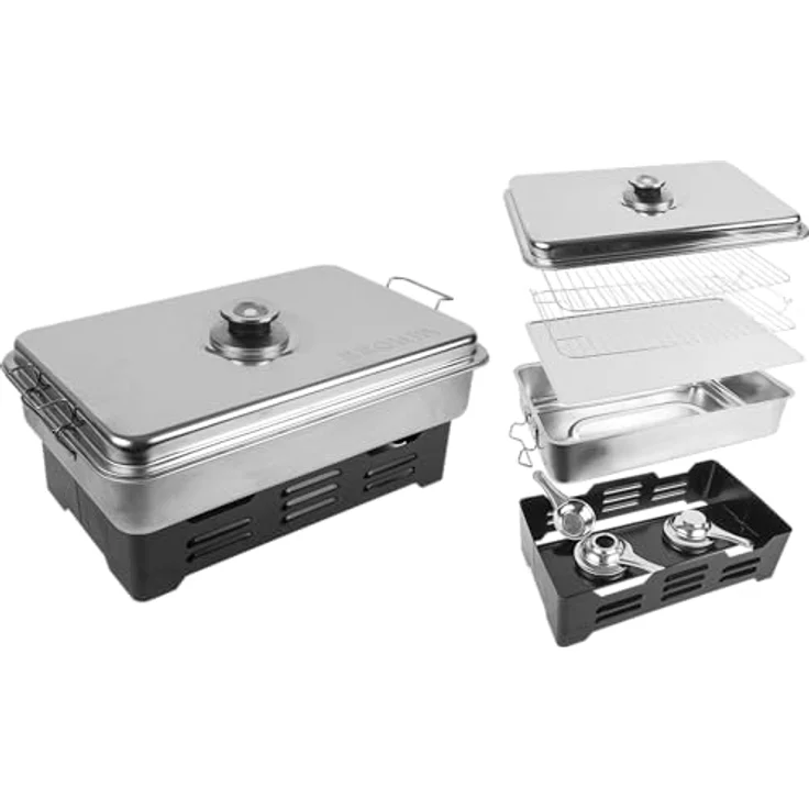 Browin Edelstahl Tischräucherofen Set mit Thermometer 330001 | Fisch & Mehr Grillen und Räuchern, Camping-Zubehör – Bild 3