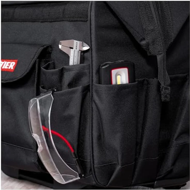 Stier Werkzeugtrolley Premium, 460 x 260 x 430 mm, robuster Tragegriff, Teleskopgriff, reißfestes Polyester – Bild 3