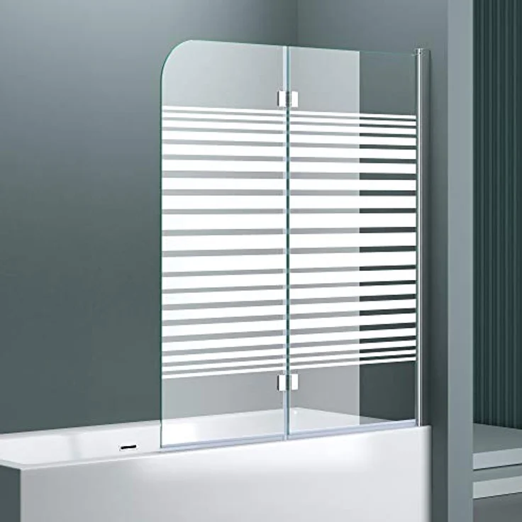 doporro 120x140cm Design-Duschwand für Badewanne Badewannenaufsatz Duschabtrennung 6mm ESG-Sicherheitsglas inkl. NANO-Beschichtung Badewannenfaltwand – Bild 2