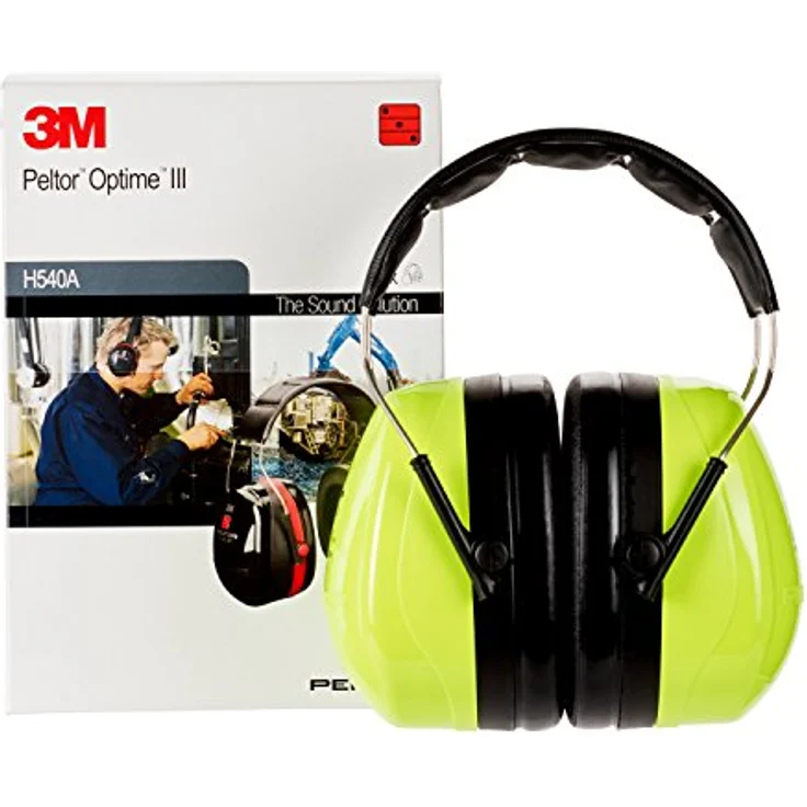 3M Peltor Optime III Kapselgehörschutz, Kopfbügel, Hi-Viz, SNR 35 dB, hohe Sichtbarkeit, 1 Stück, grün – Bild 5