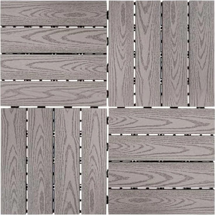 Beliani WPC Terrassenfliesen 11er Set, 30x30 cm, Holzoptik grau, mit Klicksystem, langlebig und pflegeleicht – Bild 4