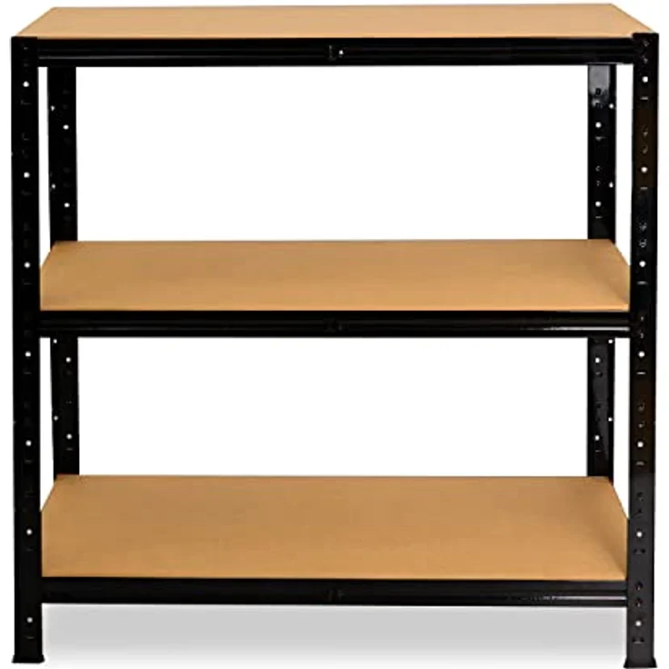 shelfplaza® 90x90x60cm Black Schwerlastregal schwarz/Metallregal schwarz 3 Böden à 175kg Tragkraft/Lagerregal schwarz Regal Keller Haushaltsregal schwarz/Metall Regal schwarz Metall stehend – Bild 4