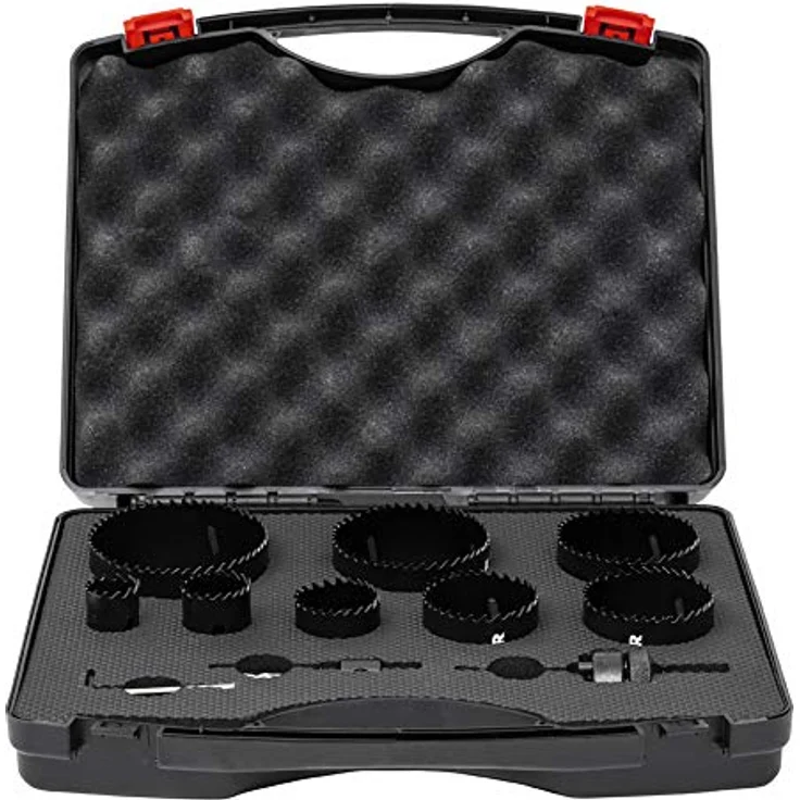 STIER Lochsägen Elektrikerset, HSS-Co8 Bimetall, 11-teilig 25, 32, 40, 54, 60, 68, 76 & 86 mm, für Handbohrmaschinen – Bild 1