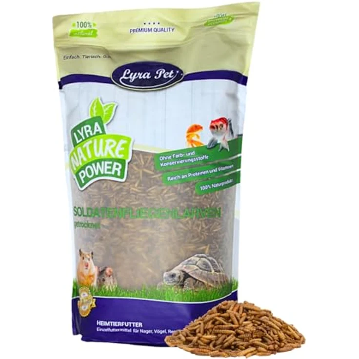 Lyra Pet® Soldatenfliegenlarven getrocknet, 5 kg Proteinreiches Futter für Vögel, Fische, Nager & Reptilien, nachhaltig und kalziumhaltig – Bild 1