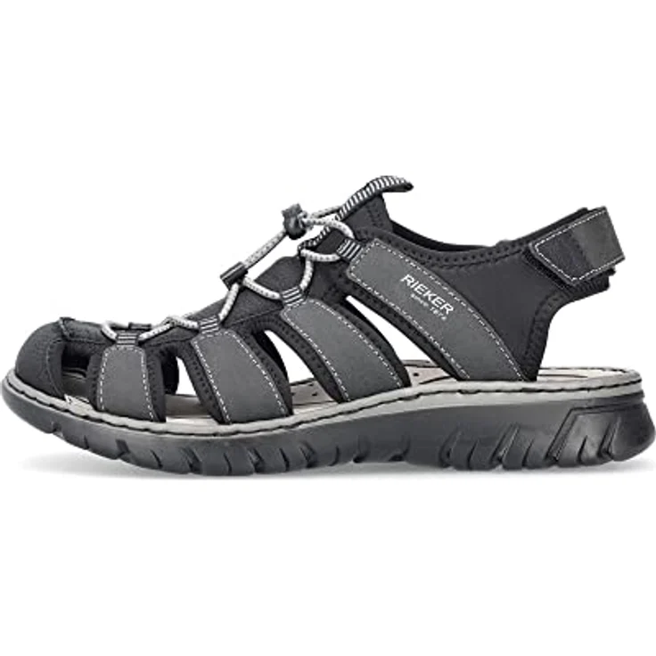 Rieker Sandale, Sommerschuh, Klettschuh, Freizeitsandale, Gummizug, Schellverschluss, schwarz – Bild 5