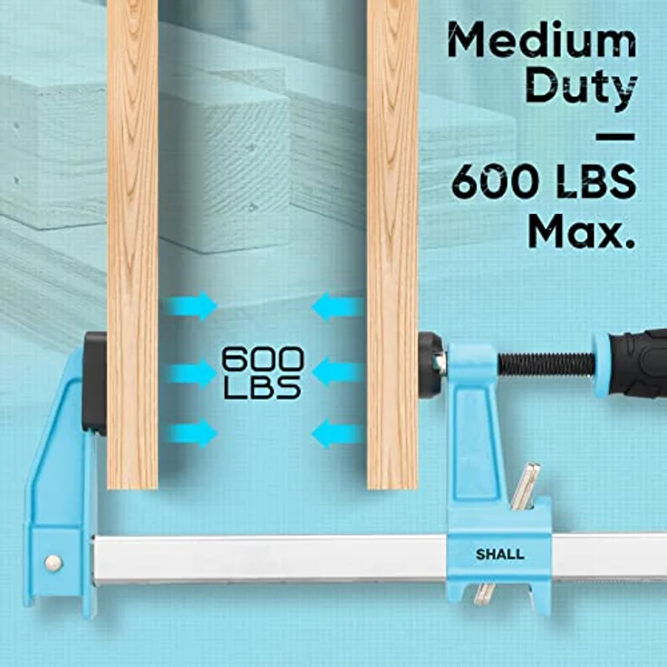 SHALL Schraubzwingen Set 4 Stück, Spannweite 150mm (6 Zoll), Spannkraft 272kg (660 Pfund), Edelstahl, präzises Fixieren von Holzwerkstücken – Bild 3