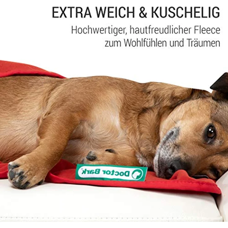 Doctor Bark | kuschelige Hundedecke waschbar bis 95°C, hygienische, weiche Fleecedecke für Sofa und Hundebett, Flauschige Haustierdecke - Made in Germany (L - 120x90 cm/Rot) – Bild 3