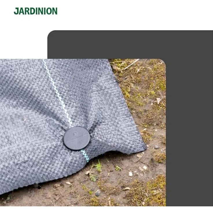 Jardinion Unkrautvlies 100g/m² 25m, wasserdurchlässige Unkrautfolie mit hoher UV-Beständigkeit, schwarz, inkl. 20 Erdanker GRATIS – Bild 5