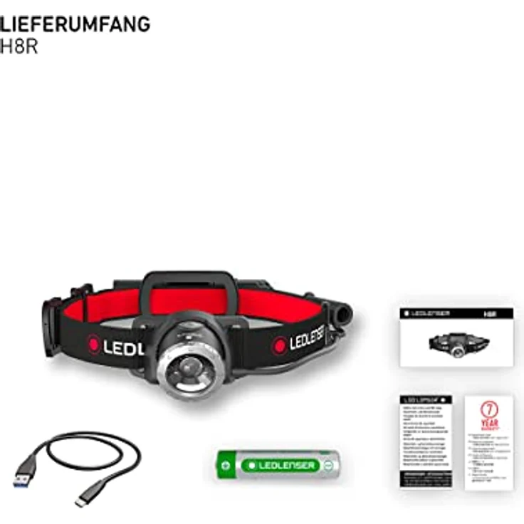 Ledlenser Stirnlampe H8R Akku, 600 Lumen, Rücklicht, spritzwassergeschützt – Bild 5