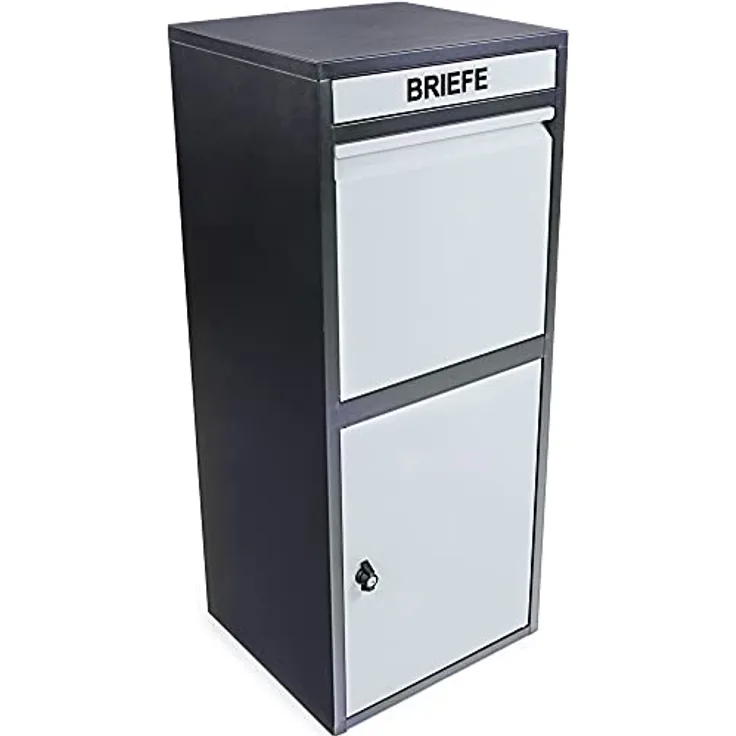 Ondis24 Korona Paketbox Postbox für Pakete, Päckchen, Warensendungen und Briefe mit Paketsafe, galvanisiert (103 cm, Schwarz Grau)