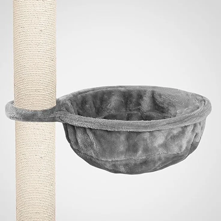 HAPPYPET Universal XL Liegemulde für Kratzbaum Ø 40cm, Große Schlafmulde, Stabiler Metallrahmen, 440g Plüsch, Ersatz-Liegemulde belastbar bis 15kg, Grau