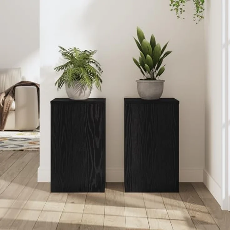 vidaXL Pflanzenständer Set, 2 Stück rechteckig aus Schichtholz in Schwarz-Eiche, 30x30x50 cm, für Innenräume – Bild 4