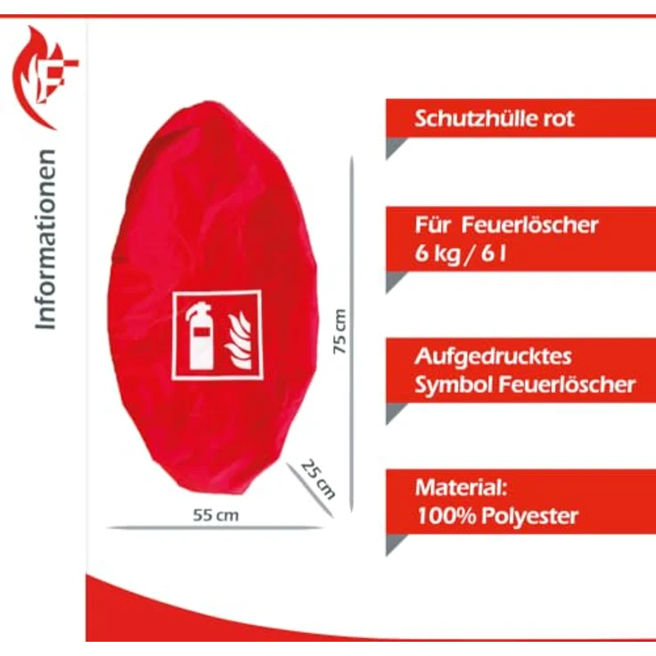 FireLoq® 6kg Pulver Feuerlöscher mit roter Schutzhaube und Prüfnachweis – Bild 3