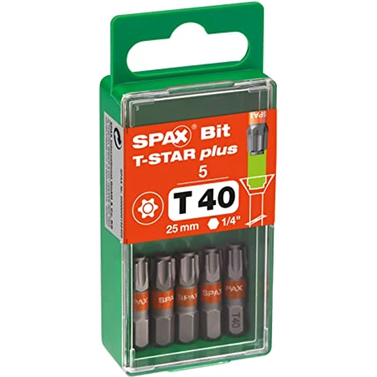 SPAX Sechsrund-Bit T 40 T-STAR plus, 25 mm, orange, 5 Stück – Bild 2
