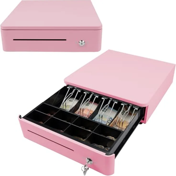 Olympia S 330 Bonbon pink, Kassenlade mit 8 Münzfächern, 4 Scheinfächern, robustem Vollmetall-Unterbau, elektrisch ansteuerbar mit Schloss & RJ11/RJ12-Anschluss – Bild 1