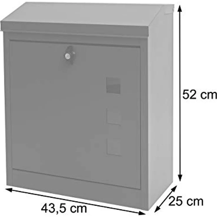 PROREGAL XXL Briefkasten, abschließbar, pulverbeschichtet, schwarz-Edelstahl, HxBxT 52x44x25cm, geeignet für Päckchen und Büchersendungen – Bild 2