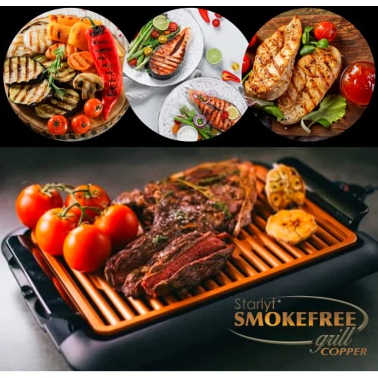Rauchfreier elektrischer Tischgrill BEST DIRECT Starlyf Smokefree COPPER, Geeignet für Innen- und Aussenbereich, Keramik Antihaftbeschichtung, max. 220 °C [1250 Watt] – Bild 5