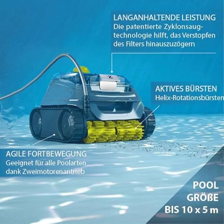 Zodiac CNX 2020, Poolroboter für Boden/Wand mit 15 m Kabel, automatische Reinigung, grau/grün – Bild 3