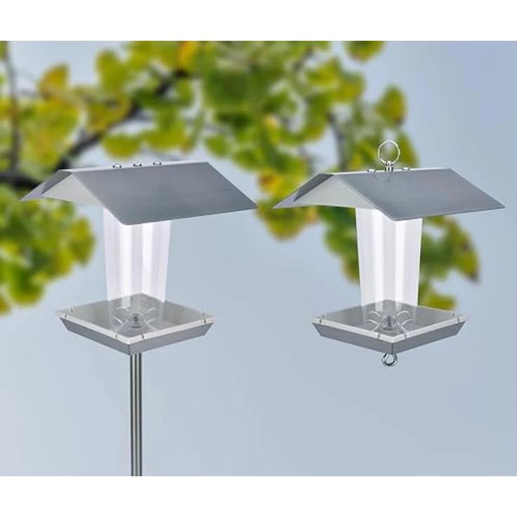 BOLD Vogelhaus mit Ständer wetterfest/Vogelhaus zum Aufhängen (Robustes Vogelfutterhaus zum Hinstellen oder Aufhängen, Bird Feeder Futterstation für Wildvögel) 1,40m Höhe – Bild 1