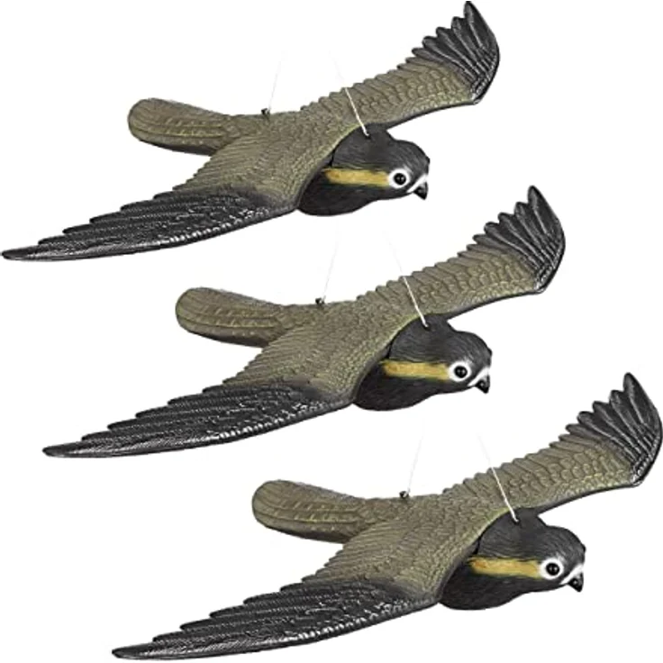 Relaxdays 8er Set Vogelschreck Falke, Fliegender Greifvogel als Vogelscheuche, Raubvogel Attrappe, Vogel lebensgroß, Mehrfarbig – Bild 1
