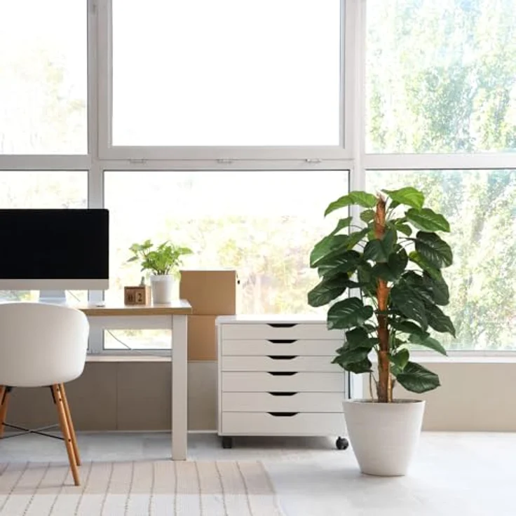 hjh OFFICE Kunstbaum 155cm EPIPREMNUM Künstliche Deko Pflanze im weißen Topf, Kunstpflanze groß, exotische Efeutute für Innen – Bild 5