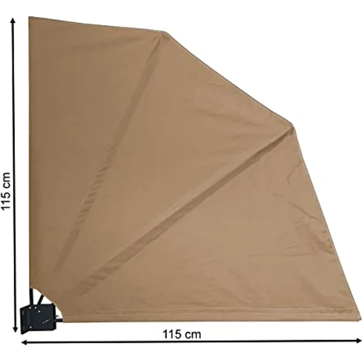 QUICK STAR Sichtschutz Fächer 115 x 115 cm Sand mit WANDPLATTE Blickdicht Balkon Trennwand Windschutz Sonnenschutz – Bild 3