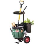 WESTMANN Transportwagen Gartentrolley, mit Werkzeugtasche und 2 Eimern (1x rund, 1x eckig), stabiler Stahlrahmen, Luftreifen für leichten Transport
