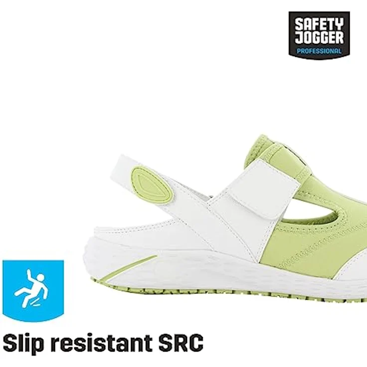 Safety Jogger Sandale ALIZA, rutschfester Arbeitsschuh für Gastronomie, Medizin und Reinigung, Gr. 42, Weiß/grün, vegan, atmungsaktiv, ESD-zertifiziert – Bild 4
