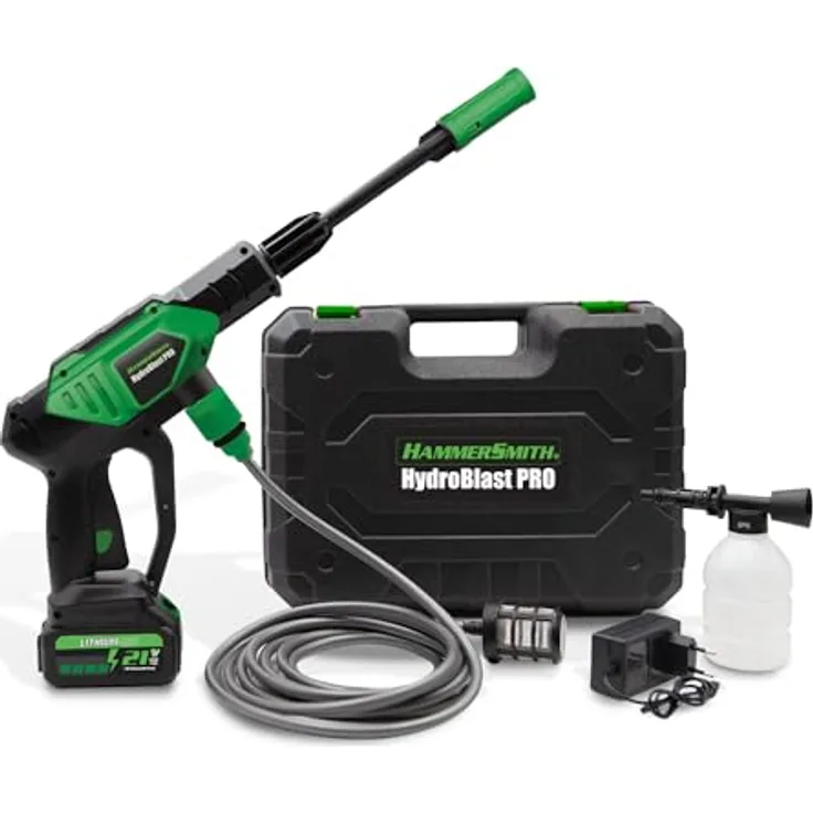 Hammersmith HydroBlast PRO Hochdruckreiniger (Akkubetrieb) - Vielseitig einsetzbar, kabellos, bis zu 60 Minuten Betriebsdauer