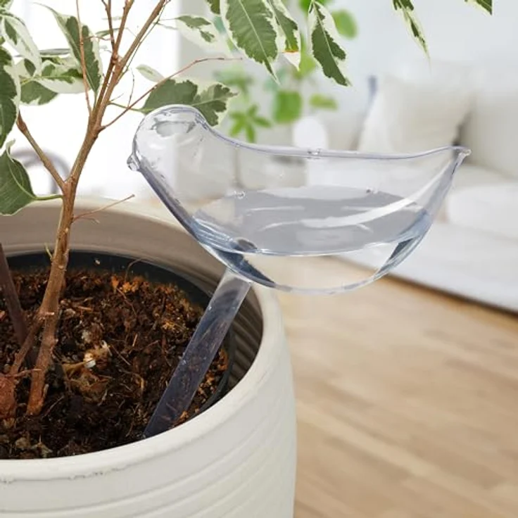 relaxdays Bewässerungskugel Vogel transparent, 12er Set mit dosierter Wasserabgabe für Topfpflanzen – Bild 5