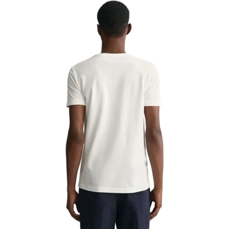 GANT Slim Fit Pique-T-Shirt für Herren, Rundhalsausschnitt, Beige, (XL) aus 100% Baumwolle – Bild 3