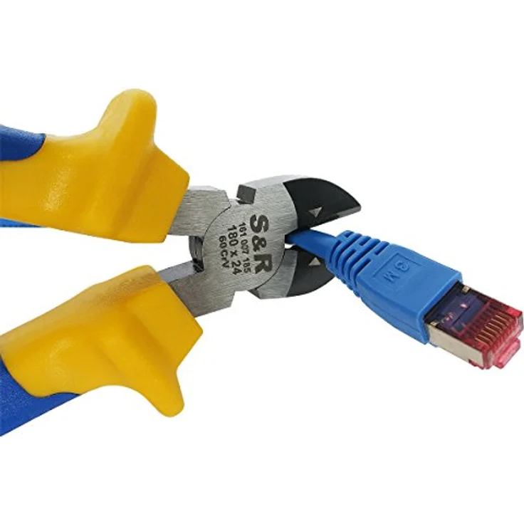 S&R Seitenschneider 180 x 24 mm, gehärtete Cr-V Schneidbacken, phosphatiert, handschonender Griff mit Mehrkomponenten-Hüllen, 290 g – Bild 3