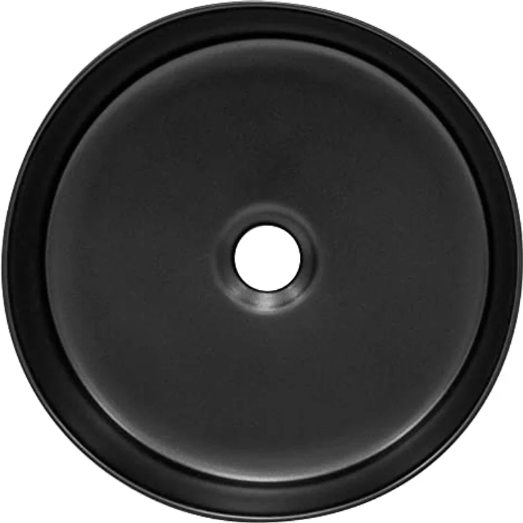 LuxeBath Waschbecken Aufsatzwaschbecken aus Keramik für Badezimmer/Gäste-WC, Rund, Schwarz, Ø 360 x 120 mm, Armatur mit Standard-Anschluss – Bild 2