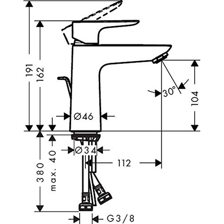 hansgrohe Talis E 110, Spültischarmatur mit ComfortZone 110, Normalstrahl und Zugstangen-Ablaufgarnitur – Bild 6