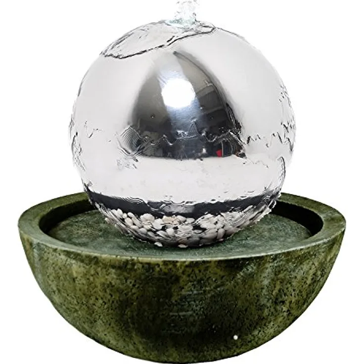 Köhko Kugelbrunnen 21009, 50 cm Edelstahl mit LED-Beleuchtung und Harzbecken