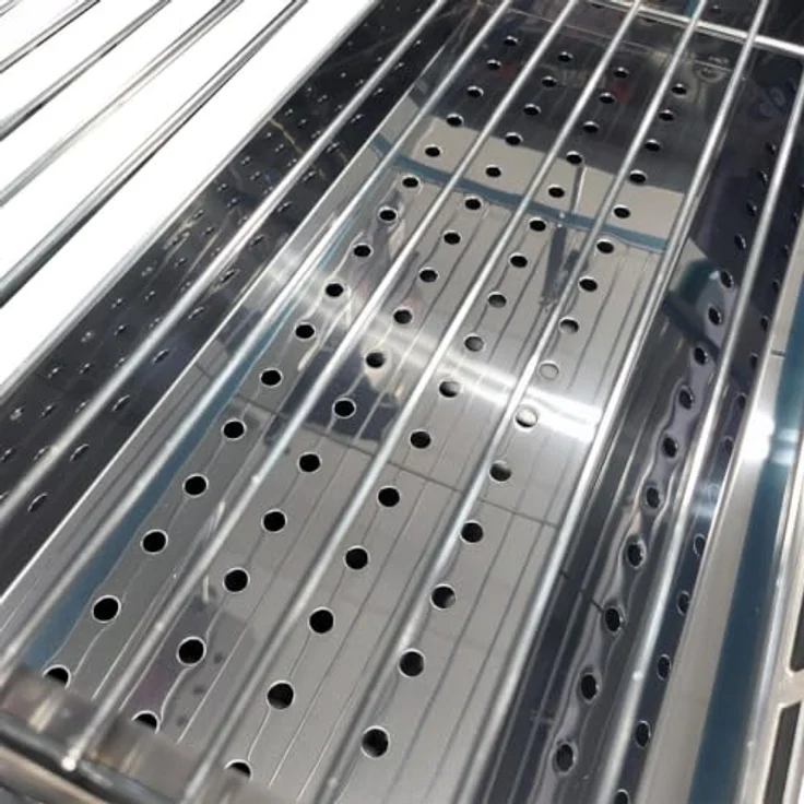 GOROCH Mangal Astana, Edelstahl 2mm Schaschlikgrill mit höhenverstellbarem Grillrost und klappbaren Ablagen, 55x27 cm Grillfläche – Bild 7