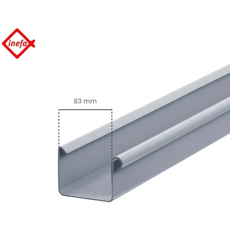 INEFA Kastenrinne PVC 200cm NW 83, Grau, witterungsbeständig und einfach zu montieren, Made in Germany – Bild 2