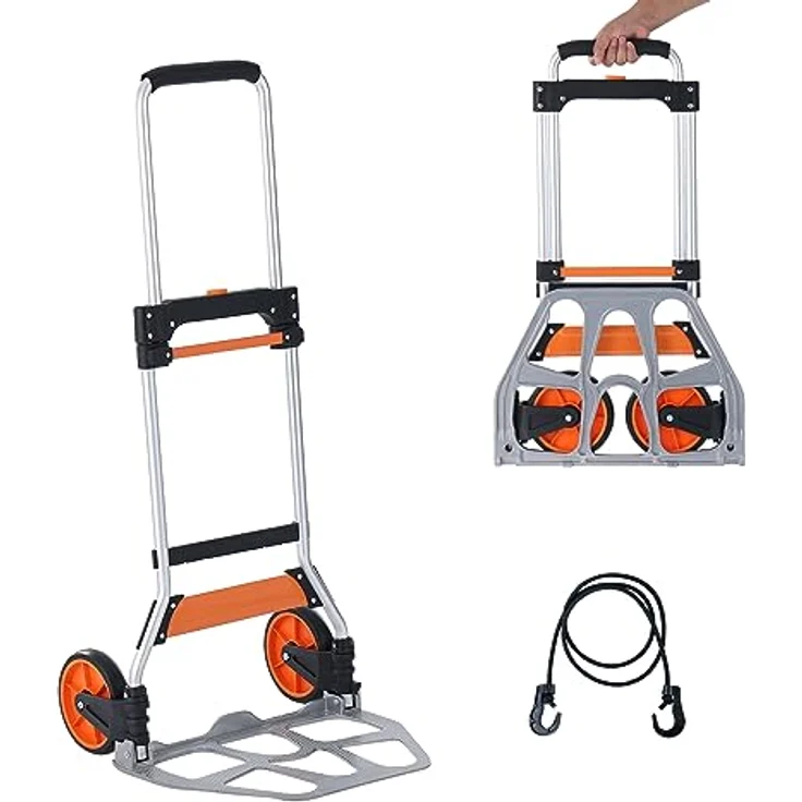 VEVOR Sackkarre Klappbar 125kg, Verstellbarer Griff, Aluminiumlegierung, Schwarz – Bild 2