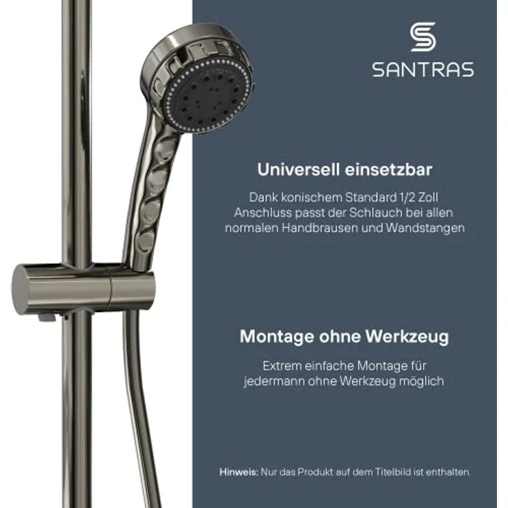 SANTRAS® Duschschlauch PREMIUM Aranja/Gold 1,25 m mit Durchflussbegrenzer – Besonders flexibler Brauseschlauch aus Easy Clean Material MADE IN GERMANY – Bild 5