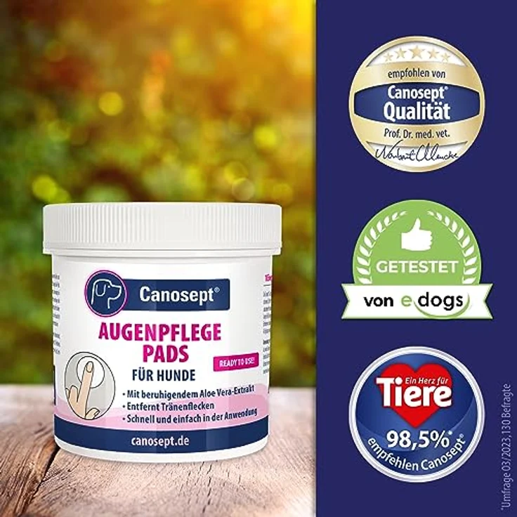 Canosept Augenpflege FingerPads für Hunde 100 Stück Augenpflege Hund und Tränenfleckenentferner Hund – Augenreiniger für Hunde mit beruhigendem Aloe Vera Extrakt, schonende Hundepflege – Bild 2