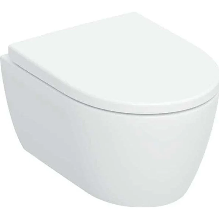 Geberit iCon spülrandloses Wand-WC, Weißglanz, mit Soft-Close-Sitz und TurboFlush-Technologie, ideal für kleine Badezimmer, Easy Fast Fixing-System