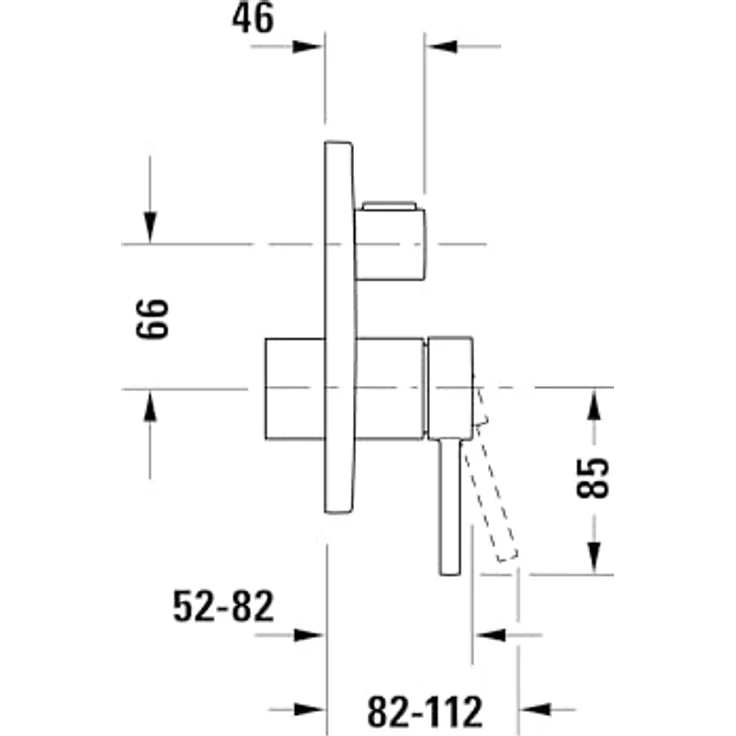Duravit Circle Einhebel-Wannenmischer, Unterputz, Chrom, präzise Steuerung von Wassermenge und -temperatur, reinigungsfreundliches Design – Bild 4