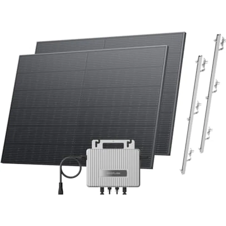 EcoFlow ECOFLOW STREAM Balkonkraftwerk, 800 W Mikrowechselrichter, 2 × 400 W PV Solarpanels, WLAN & App-Steuerung für Schrägdach, 0% MwSt.